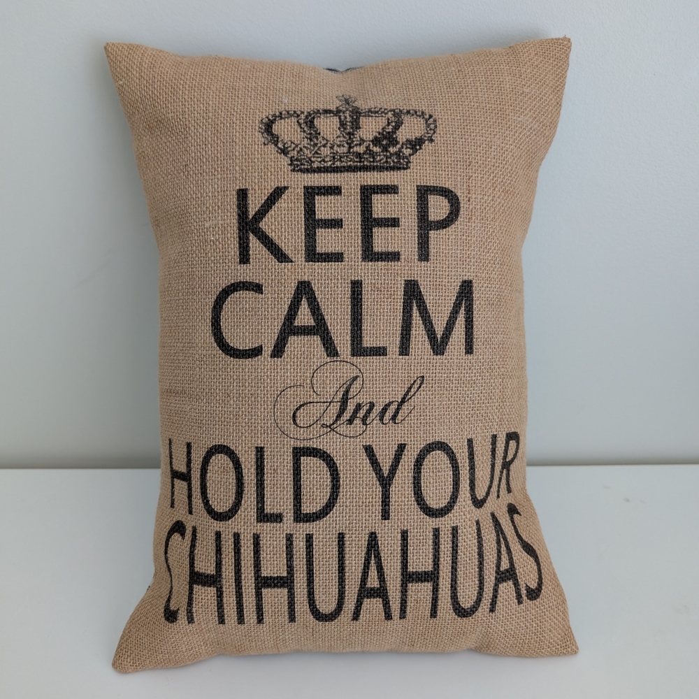 NEW Chihuahuas Decorative Burlap Throw Pillow Rustic French Farmhouse Dog Lover
